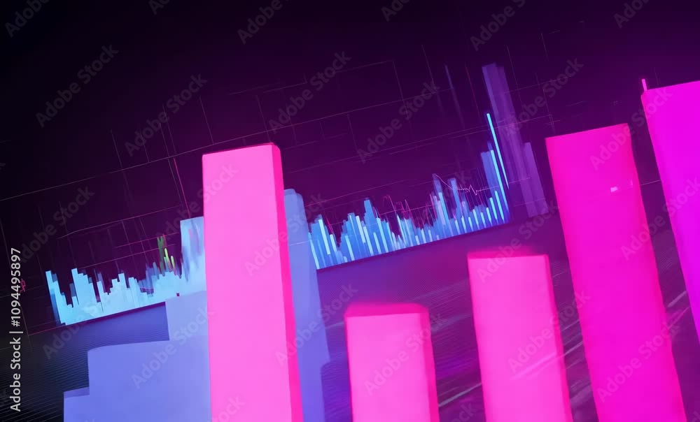 Aufkleber vibrant and colorful digital bar graph neon data visualization experience