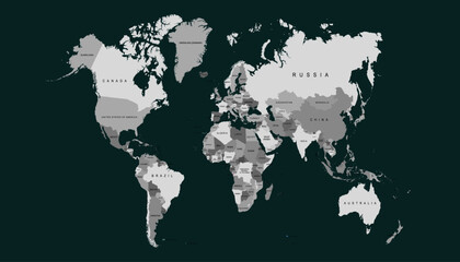 World map. Modern color vector map. Silhouette map.