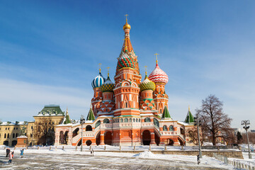 Naklejka premium St. Basil's Cathedral on Red Square, a monument of Russian architecture of the 16th century. Moscow, Russia