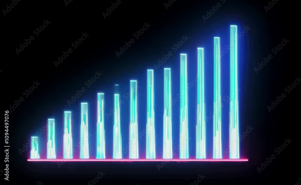Aufkleber neon bars glowing graph of data statistics showcasing growth and progress