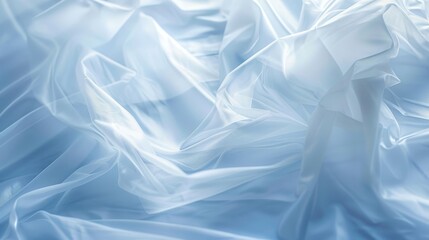 Close up of softly folded plastic film highlighting its glossy texture and packaging uses