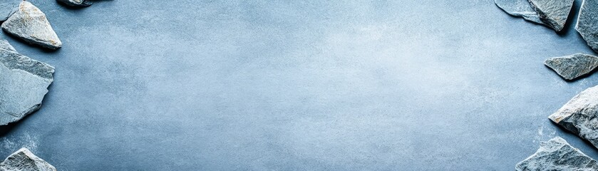 Serene blue rockscape backdrop with white border, nature photography for tranquil backgrounds