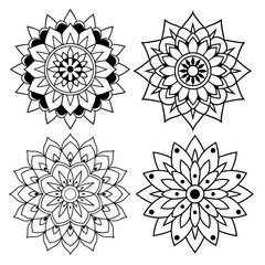 Decorative Monochrome Mandala Pattern Illustration, Geometric and Floral Mandala for Zen and Creativity