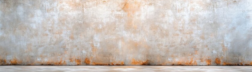 Textured concrete wall with rust paint and concrete floor, industrial background