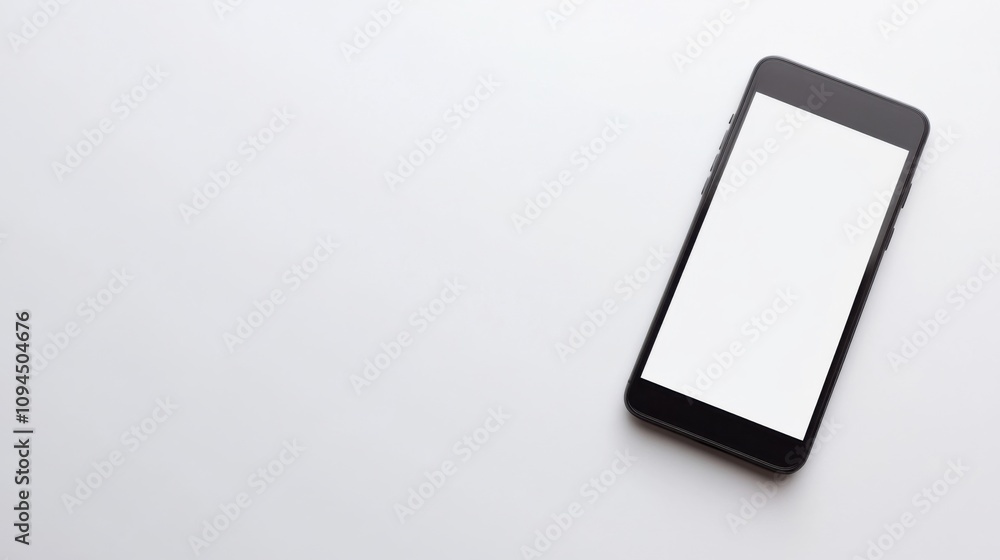 Poster mockup of a smartphone on a white background, with a blank screen for custom design placement