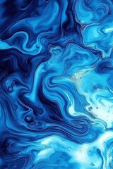 Fototapeta premium Mesmerizing abstract blue marble ink design with flowing textures and swirls