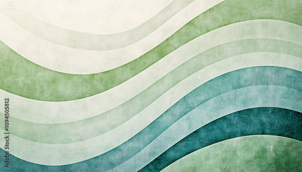Aufkleber abstract wavy pattern in shades of green and blue, creating a calming visual effect.