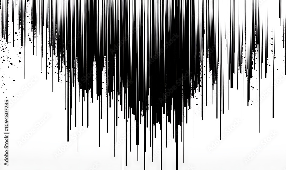 Poster abstract design featuring vertical black lines creating a heart shape against a white background.