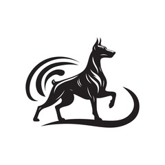 Doberman dog silhouette logo style illustration