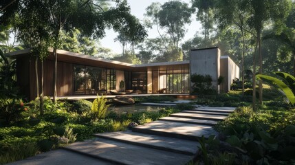 Futuristic, minimalist and streamlined style architectural design.