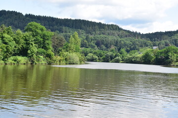 calm Saar river in summer