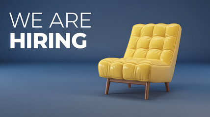 We Are Hiring - Modern Yellow Chair,  job vacancy, recruitment announcement, join our team, hiring now.