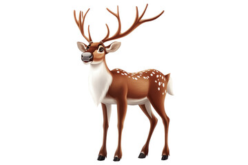 Obraz premium Animated deer character forest background digital illustration nature playful concept