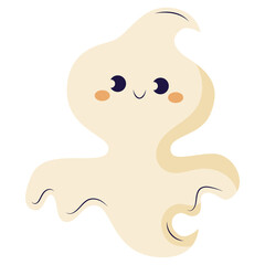 Cute Halloween flying ghost isolated transparent background.