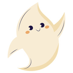 Cute smile Halloween flying ghost isolated transparent background.