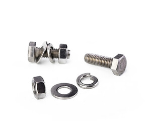 Hex bolt nut and washer on transparen png.