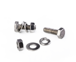 Hex bolt nut and washer on transparen png.
