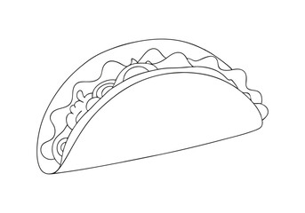 Continuous Line Art of Taco – Minimalist Mexican Food Illustration