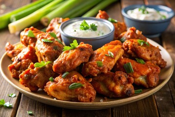Spicy Buffalo Chicken Wings with Blue Cheese Dip
