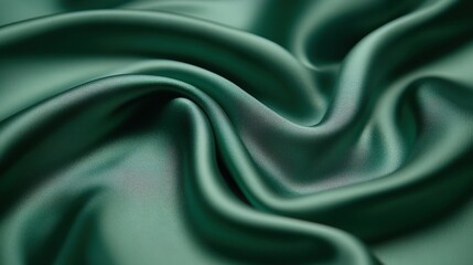 Fototapeta premium Luxurious dark green fabric features a smooth and soft texture, perfect for sewing and design projects. The gentle folds and drapes create a sophisticated appearance