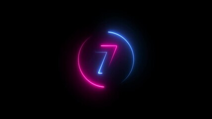 10 second countdown timer animation with neon number text glowing from 10 to 1 with interesting circle animation. Top ten countdown animation text , neon light numbers from 10 to 1 - Powered by Adobe