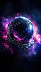 Astronaut Helmet in the Cosmos