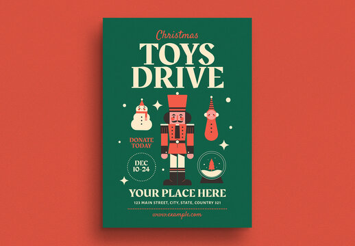 Retro Christmas Toys Drive Event Flyer