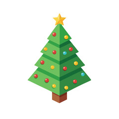 Christmas Tree Vector Illustration Clipart and Cotton Line Art Design 2.eps