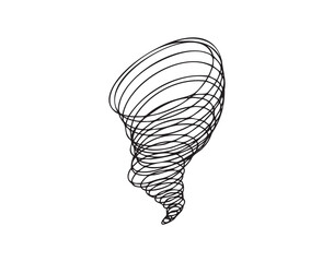 Scribble hurricane Hand drawn doodle icon. Sketch black outline thick and thin line cyclone tornado sing