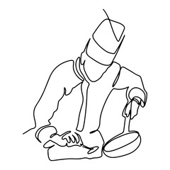 Professional Chef Decoration Vector Line Art Graphic Design