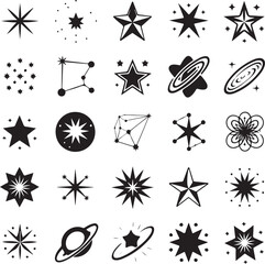 Sparkle star icon set, vector illustration