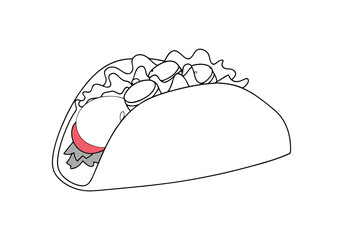 Continuous Line Art of Taco – Minimalist Mexican Food Illustration