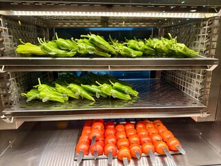 Peperoni and tomatos in a restaurant