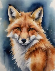 Fototapeta premium Realistic watercolor painting of a fox