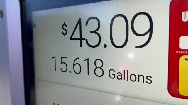 Pumping gas and price per gallon gauge with detail in Austin, Texas 11/26/2024