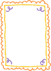 Doodle kids frame, hand drawn scribble decoration border for kindergarten or school album photo. Chidren crayon drawing. Cute color pencil ornament, 