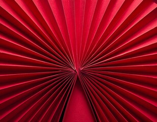 Obraz premium Close-up of a red paper fan or pleated surface radiating from a central point