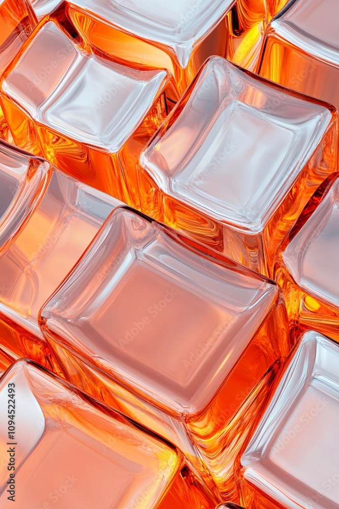 Poster Orange and white glass cubes creating a modern abstract background
