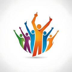 Fototapeta premium Group of people victory logo isolated on white background