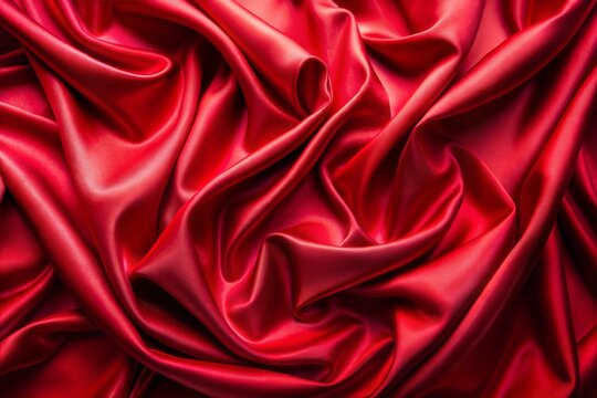 Elegant red satin fabric texture close-up with soft waves