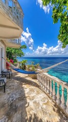 Scenic view of a hammock by the ocean, perfect for relaxation and leisure.