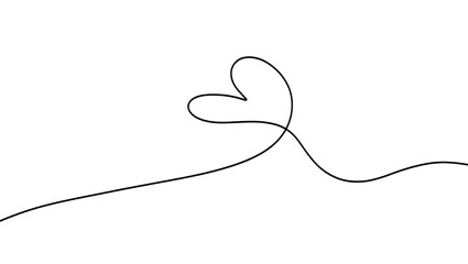 heart Continuous line art. Abstract love symbol.