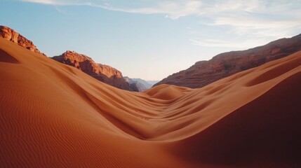 Naklejka premium Waves of sand dunes desert landscape nature photography sunset serenity