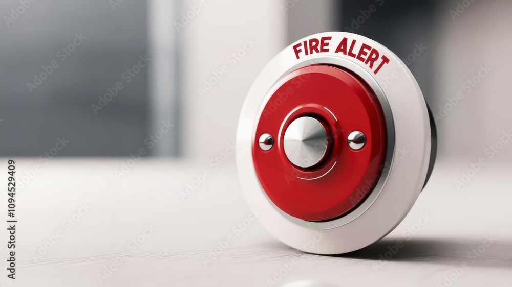 Poster fire alert button activation for smoke detection indoor safety monitoring minimal design alert syste