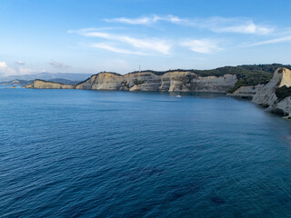 Cape Drastis, Corfu, Kerkyra, Greece, aerial drone view.