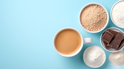 Exploring coffee varieties ingredients in cups home kitchen food photography bright setting culinary art