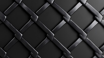 Fototapeta premium Interwoven black metallic strands creating a diamond pattern on dark background