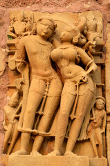 Sculpture at kandariya mahadeva temple, Khajuraho, madhya pradesh, India, Asia