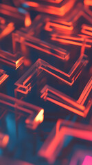 Close-Up of Maze Pattern with Glowing Path Highlighting Navigation, Complexity, and Innovation
