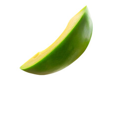 A slice of green mango isolated on white background